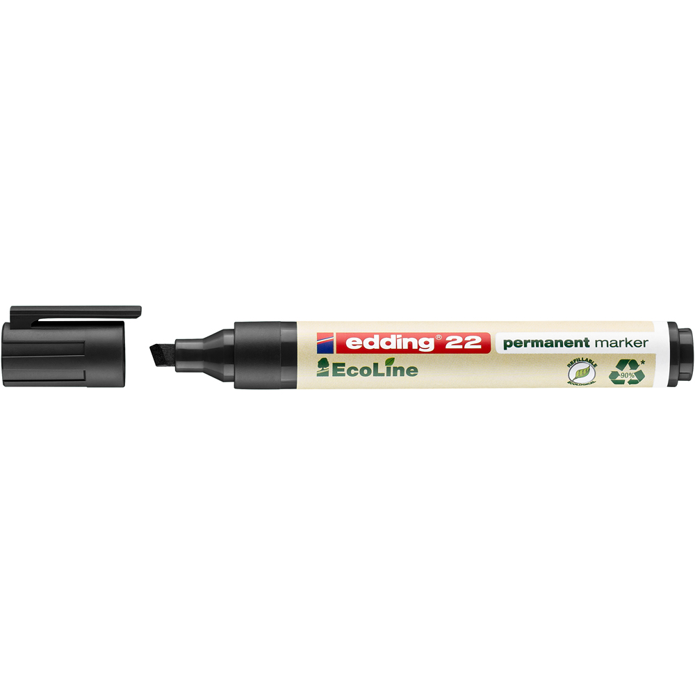 Marker Edding 22 Ecoline, permanent, corp plastic, varf tesit, 1-5 mm, negru Marker Edding 22 Ecoline, permanent, corp plastic, varf tesit, 1-5 mm, negru