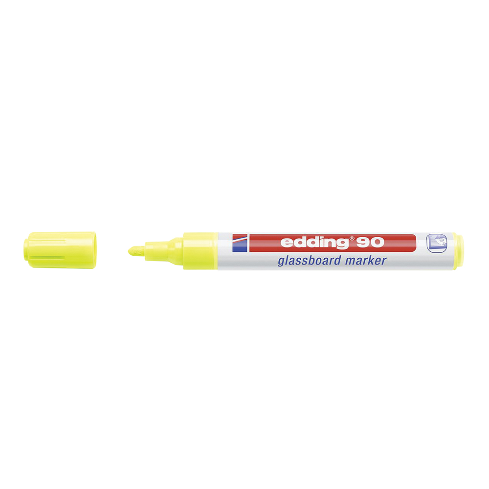Marker Edding 90 pentru suprafete din sticla, varf 2-3 mm, galben Marker Edding 90 pentru suprafete din sticla, varf 2-3 mm, galben