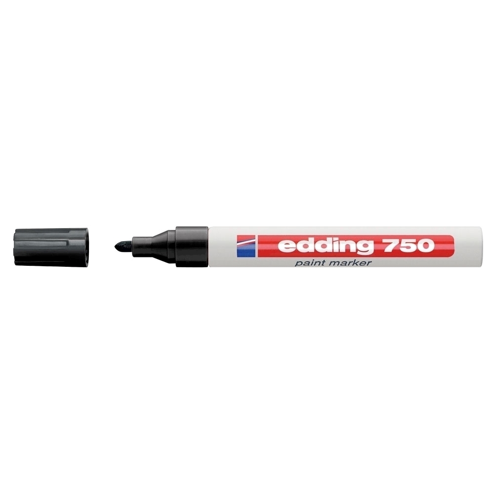 Marker permanent Edding 750, cu vopsea, corp metalic, varf rotund, 2-2-4 mm, negru Marker permanent Edding 750, cu vopsea, corp metalic, varf rotund, 2-2-4 mm, negru