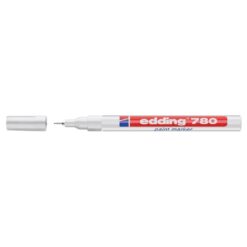 Marker permanent Edding 780, cu vopsea, corp aluminiu, varf rotund, 0.8 mm, argintiu