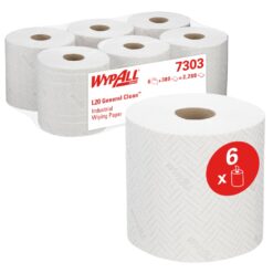 Lavete in rola Kimberly-Clark L20, industrial, 2 straturi, 6 role/bax, albe