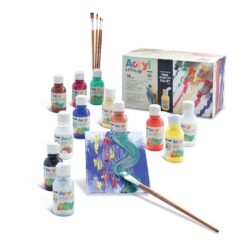 Set de acrilice Morocolor Primo, 125 ml, diverse culori, 11 culori, 1 lac