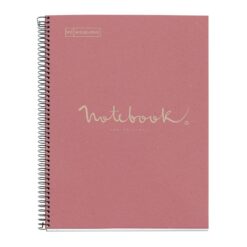 Caiet reciclat Miquelrius ECOPINK Emotions, cu spira, A4, matematica, 80 file, roz