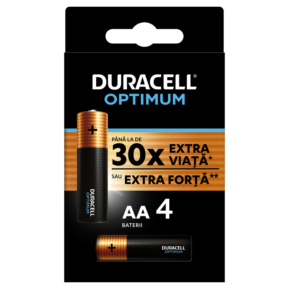 Baterii DURACELL R6 Optimum AA, 4 bucati Baterii DURACELL R6 Optimum AA, 4 bucati