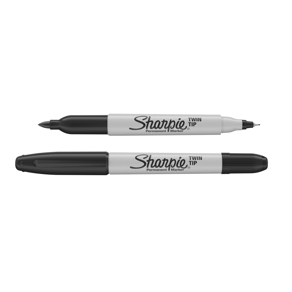 Marker permanent Papermate Sharpie cu doua capete, 0.5 mm si 1 mm, negru Marker permanent Papermate Sharpie cu doua capete, 0.5 mm si 1 mm, negru