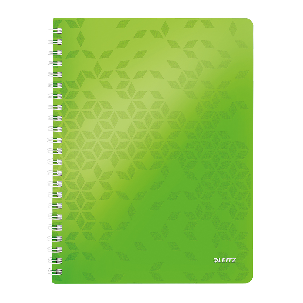 Caiet de birou Leitz WOW, PP, A4, cu spira, dictando, verde metalizat Caiet de birou Leitz WOW, PP, A4, cu spira, dictando, verde metalizat