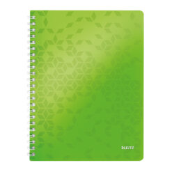 Caiet de birou Leitz WOW, PP, A4, cu spira, matematica, verde metalizat