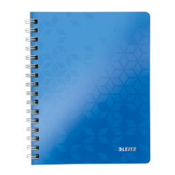 Caiet de birou Leitz WOW, PP, A5, cu spira, dictando, albastru metalizat
