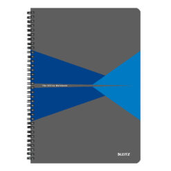 Caiet de birou Leitz Office, PP, A4, cu spira, matematica, albastru