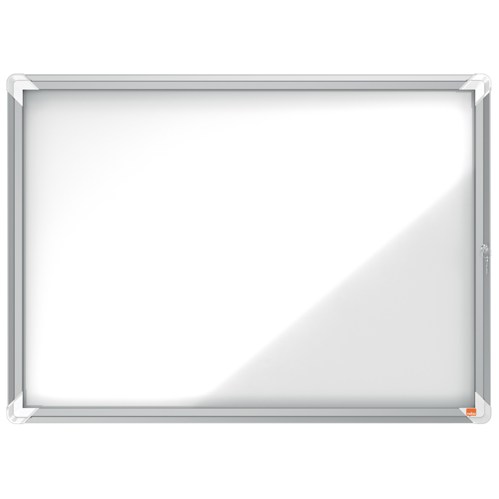 Avizier NOBO Premium Plus, interior, otel emailat, 8x A4, cu usa si cheie, magnetic, alb Avizier NOBO Premium Plus, interior, otel emailat, 8x A4, cu usa si cheie, magnetic, alb