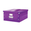 Cutie depozitare Leitz WOW Click & Store, carton laminat, mare, pliabila, mov
