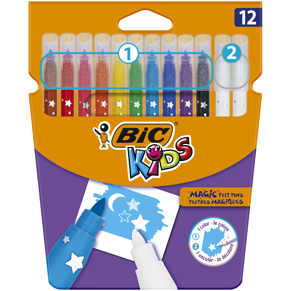 Markere lavabile Bic Colour and Erase, 12 culori/set Markere lavabile Bic Colour and Erase, 12 culori/set