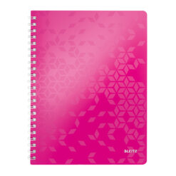 Caiet de birou Leitz WOW, PP, A4, cu spira, dictando, roz metalizat