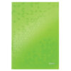 Caiet de birou Leitz WOW, A4, coperta dura, matematica, verde metalizat