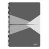 Caiet de birou Leitz Office, PP, A4, cu spira, dictando, gri