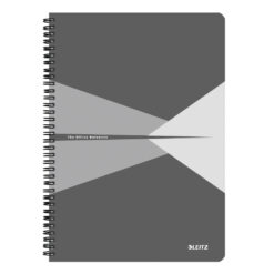 Caiet de birou Leitz Office, PP, A4, cu spira, dictando, gri