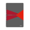 Caiet de birou Leitz Office, PP, A5, cu spira, matematica, rosu