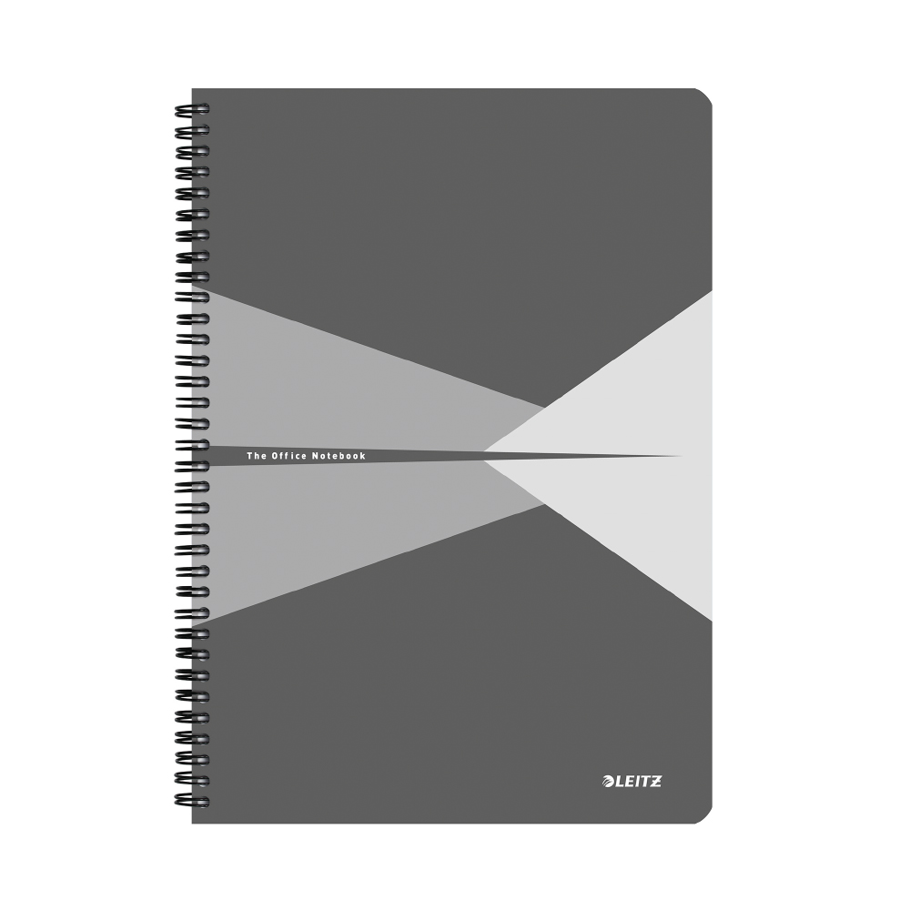 Caiet de birou Leitz Office, PP, A5, cu spira, matematica, gri Caiet de birou Leitz Office, PP, A5, cu spira, matematica, gri