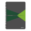 Caiet de birou Leitz Office, carton, A5, cu spira, matematica, verde