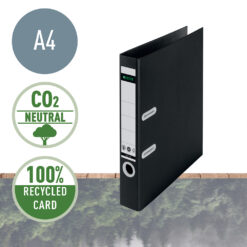 Biblioraft Leitz 180° Recycle, carton reciclat, A4, 80 mm, negru