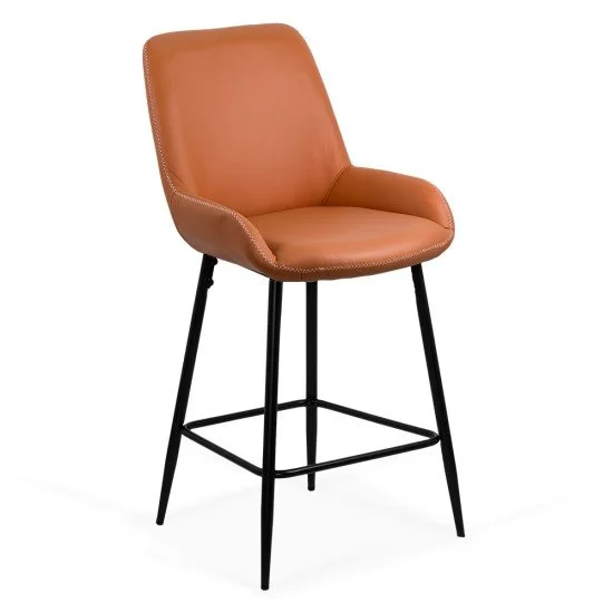 Scaun de bar fix din piele ecologica si picioare din otel ABS 146 maro Scaun de bar fix din piele ecologica si picioare din otel ABS 146 maro