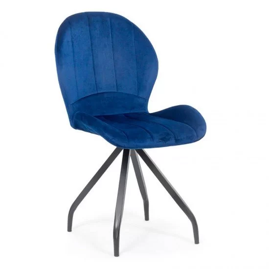 Scaun dining catifea cu picioare metalice BUC 205 albastru Scaun dining catifea cu picioare metalice BUC 205 albastru