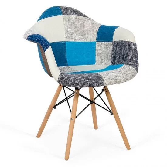Scaun Fotoliu Patchwork BUC 243 albastru Scaun Fotoliu Patchwork BUC 243 albastru