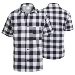 CĂMAȘĂ DE FLANEL CU MÂNECĂ SCURTĂ, ALBĂ ȘI NEAGRĂ